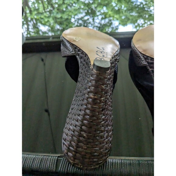 BCBG Paris Shoe Women's Sz 9.5/39.5 Brown Crocodile Pattern Wood Woven Wedge - Picture 9 of 12